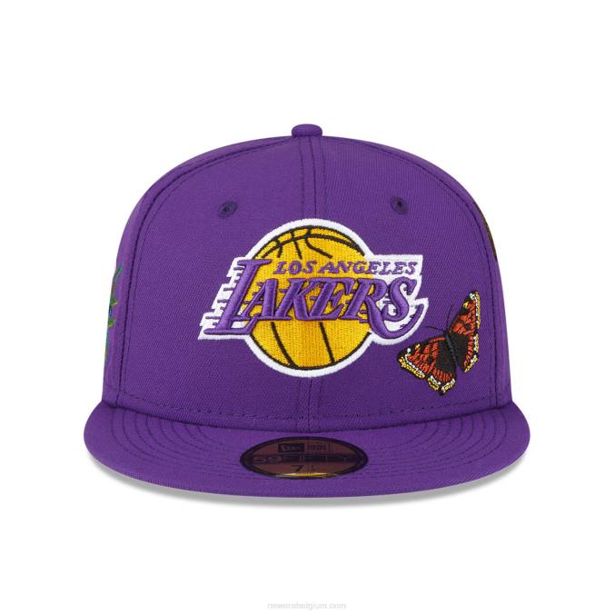 New Era la lakers vilt x nba paarse 59fifty getailleerde pet BT241055