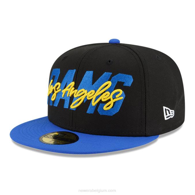 New Era la rams nfl draft zwarte 59fifty getailleerde pet BT2459