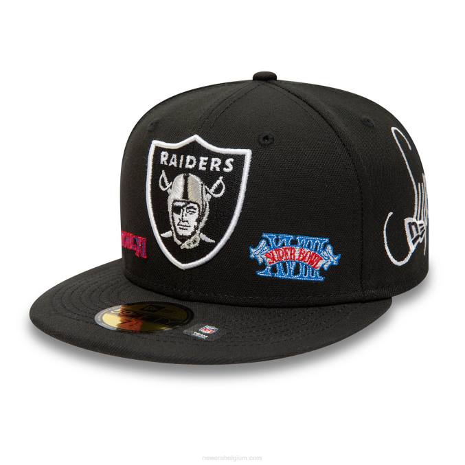 New Era las vegas raiders historische champs zwarte 59fifty getailleerde pet BT24220