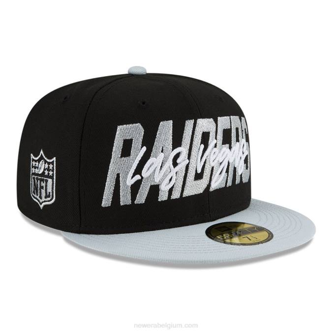 New Era las vegas raiders nfl draft zwarte 59fifty getailleerde pet BT24973