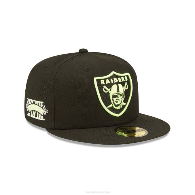 New Era las vegas raiders zomer pop zwarte 59fifty getailleerde pet BT241151