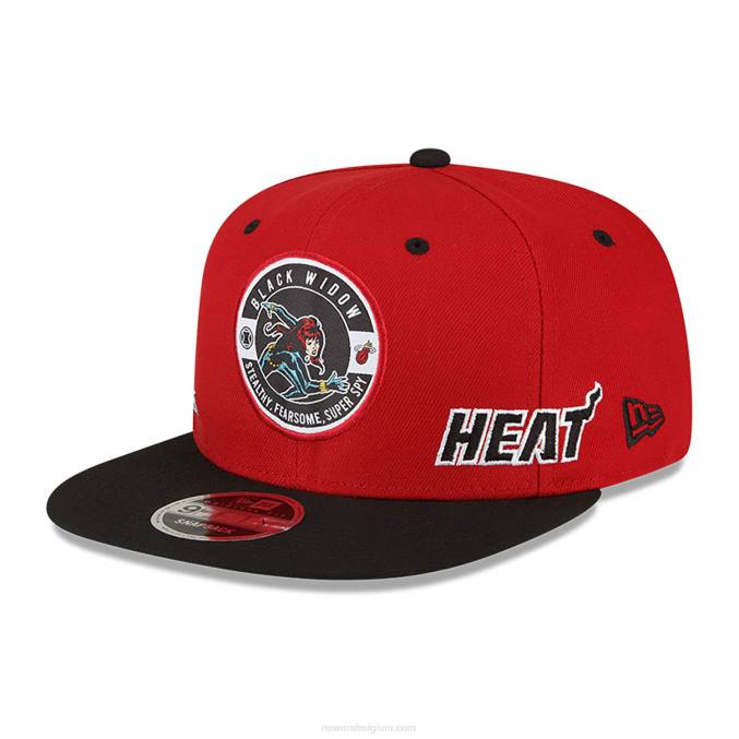 New Era miami heat nba x marvel zwarte weduwe rode 9fifty snapback pet BT241962