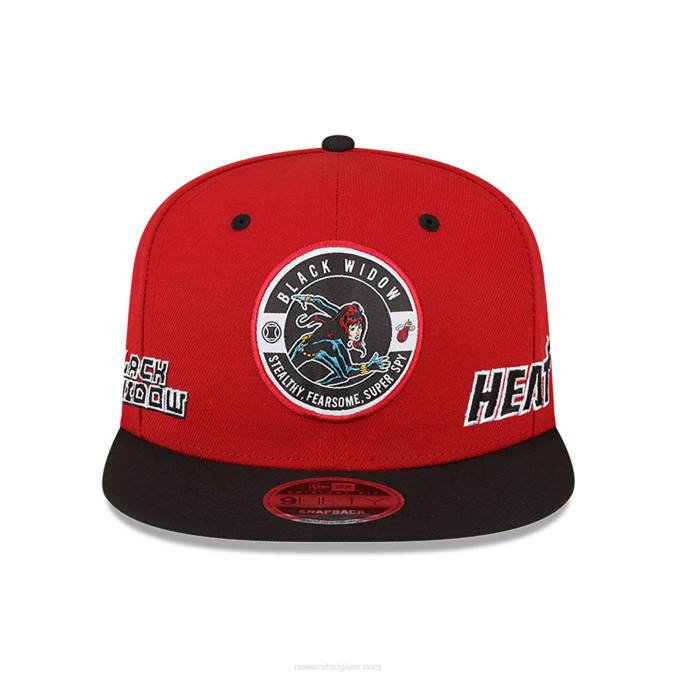 New Era miami heat nba x marvel zwarte weduwe rode 9fifty snapback pet BT241962
