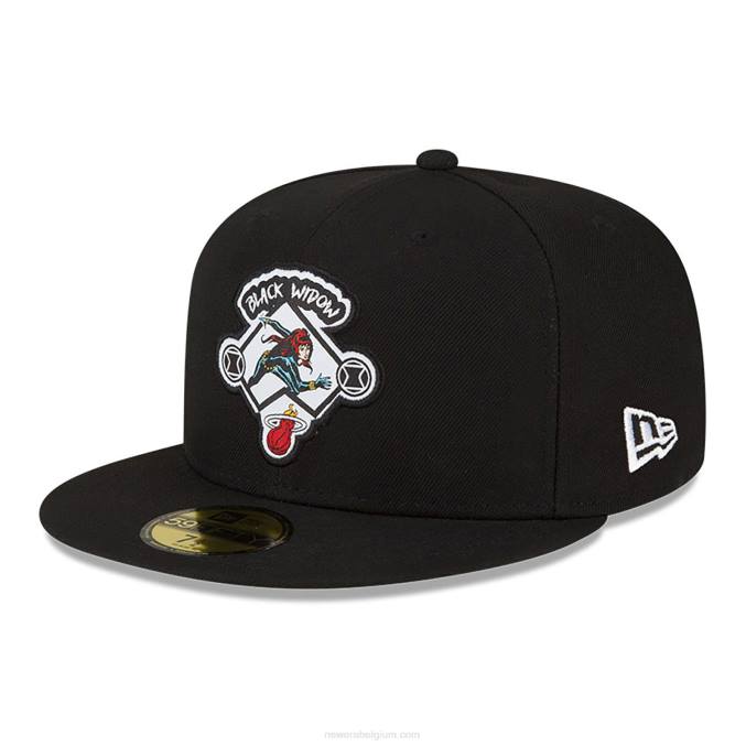 New Era miami heat nba x marvel zwarte weduwe zwarte 59fifty getailleerde pet BT241332