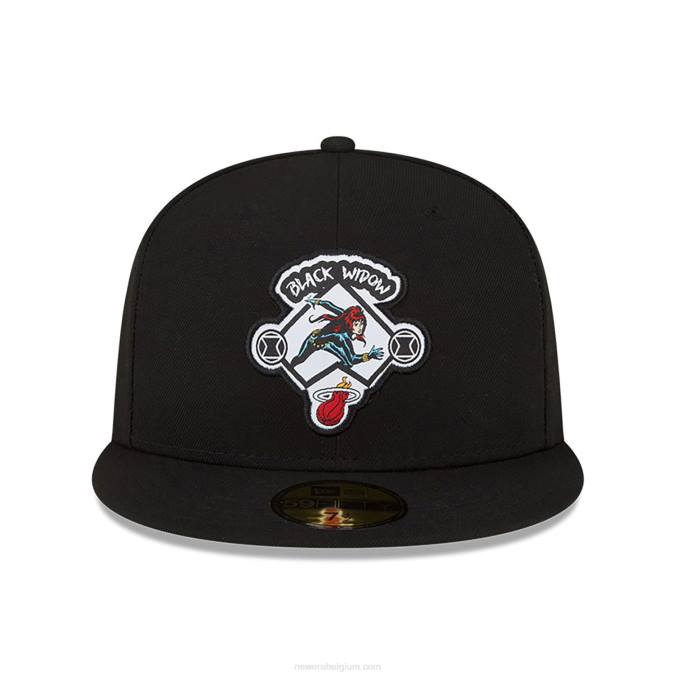 New Era miami heat nba x marvel zwarte weduwe zwarte 59fifty getailleerde pet BT241332