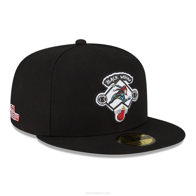 New Era miami heat nba x marvel zwarte weduwe zwarte 59fifty getailleerde pet BT241332