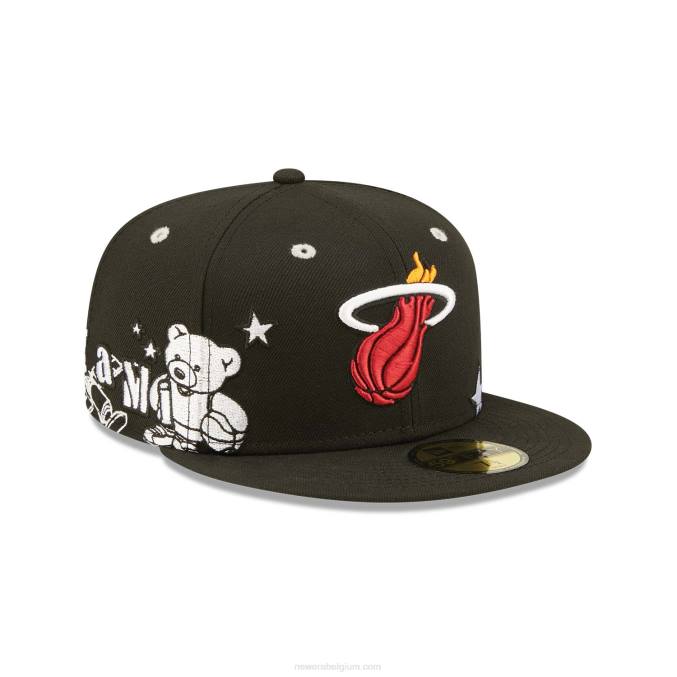 New Era miami heat teddy zwart 59fifty getailleerde pet BT24720