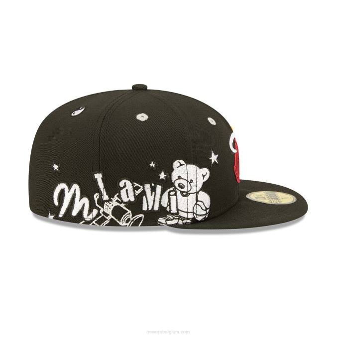 New Era miami heat teddy zwart 59fifty getailleerde pet BT24720