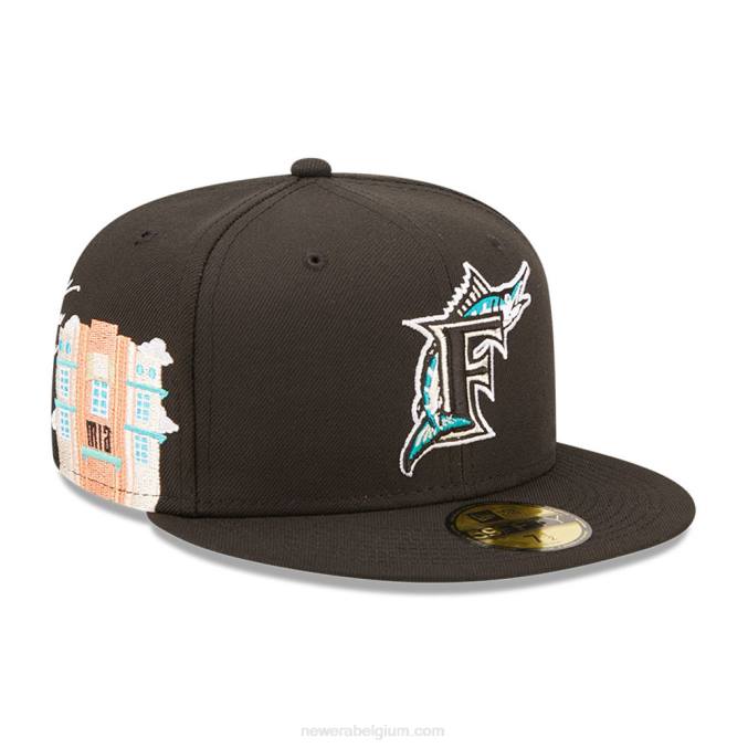 New Era miami marlins mlb cloud zwarte 59fifty getailleerde pet BT24549