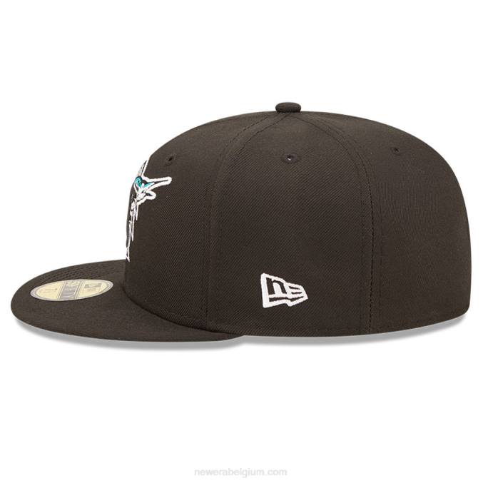 New Era miami marlins mlb cloud zwarte 59fifty getailleerde pet BT24549