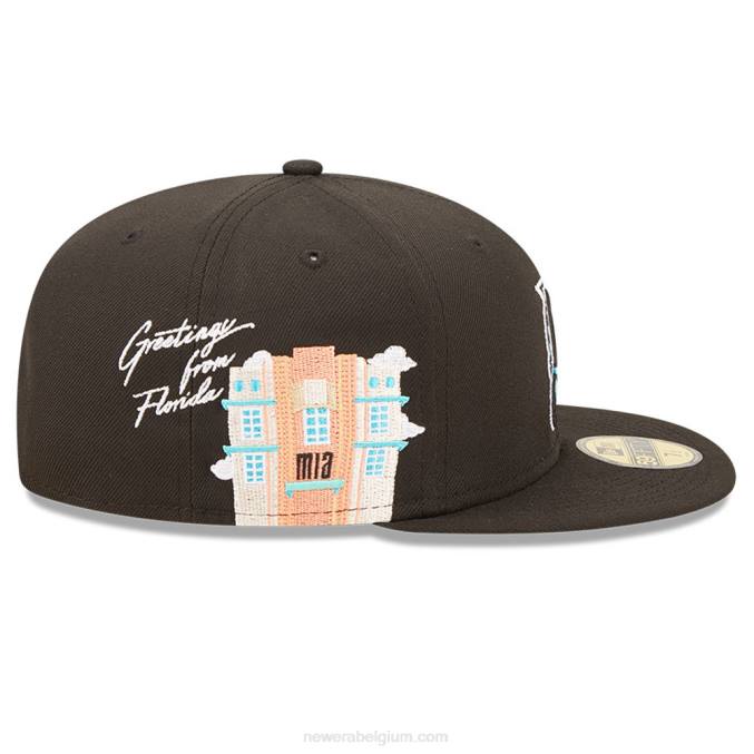 New Era miami marlins mlb cloud zwarte 59fifty getailleerde pet BT24549