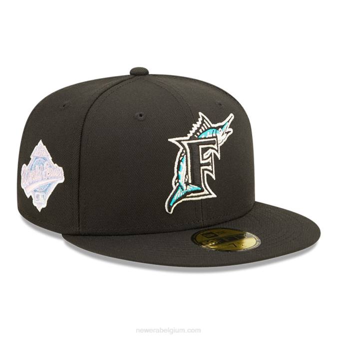 New Era miami marlins mlb pop sweat zwart 59fifty getailleerde pet BT24785