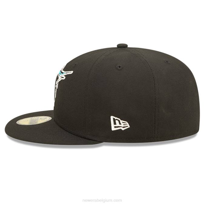 New Era miami marlins mlb pop sweat zwart 59fifty getailleerde pet BT24785