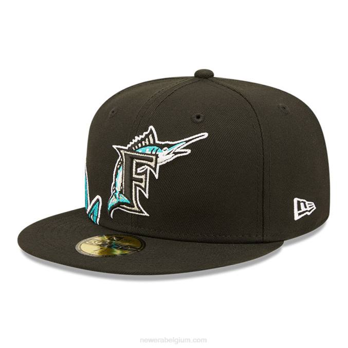New Era miami marlins mlb side split zwarte 59fifty getailleerde pet BT24963