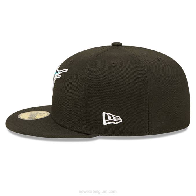 New Era miami marlins mlb side split zwarte 59fifty getailleerde pet BT24963
