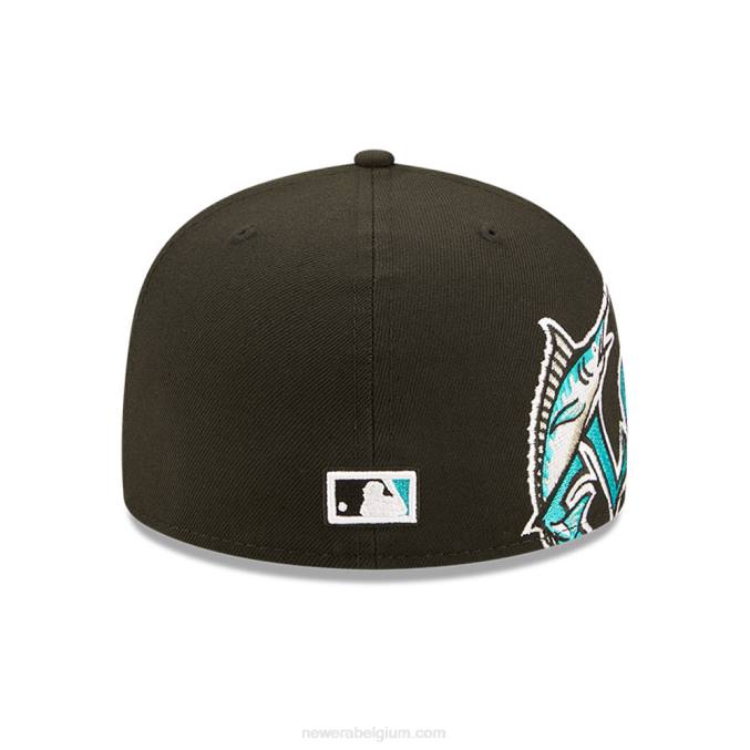 New Era miami marlins mlb side split zwarte 59fifty getailleerde pet BT24963