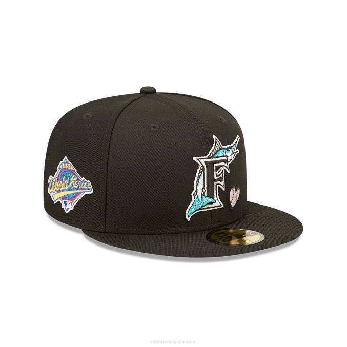New Era miami marlins mlb team hart zwarte 59fifty getailleerde pet BT24533