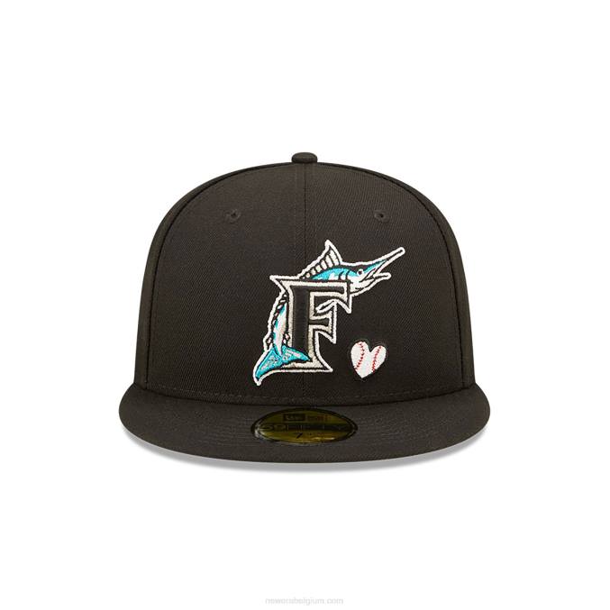 New Era miami marlins mlb team hart zwarte 59fifty getailleerde pet BT24533