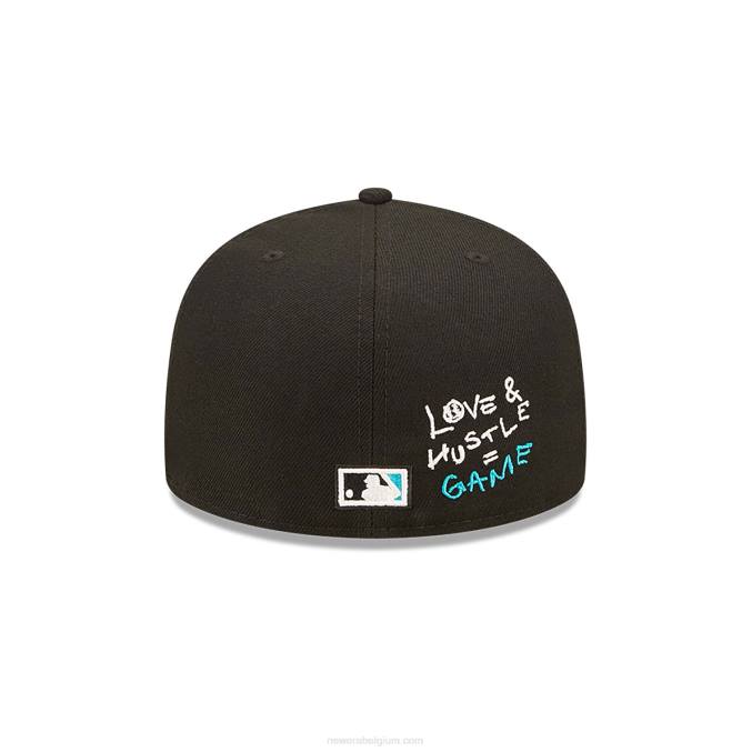 New Era miami marlins mlb team hart zwarte 59fifty getailleerde pet BT24533