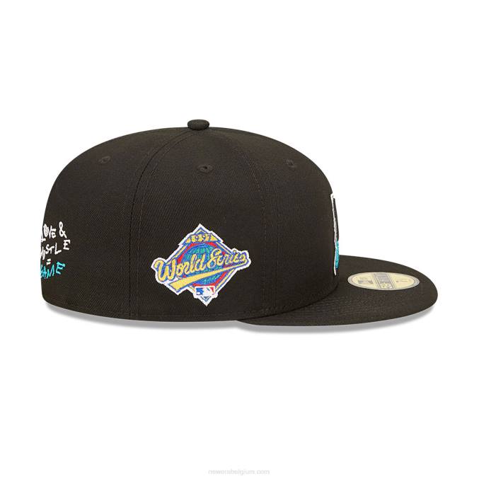 New Era miami marlins mlb team hart zwarte 59fifty getailleerde pet BT24533