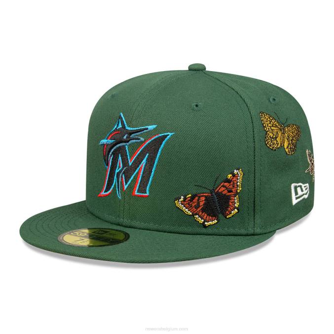 New Era miami marlins vilt x mlb donkergroene 59fifty pet BT24695