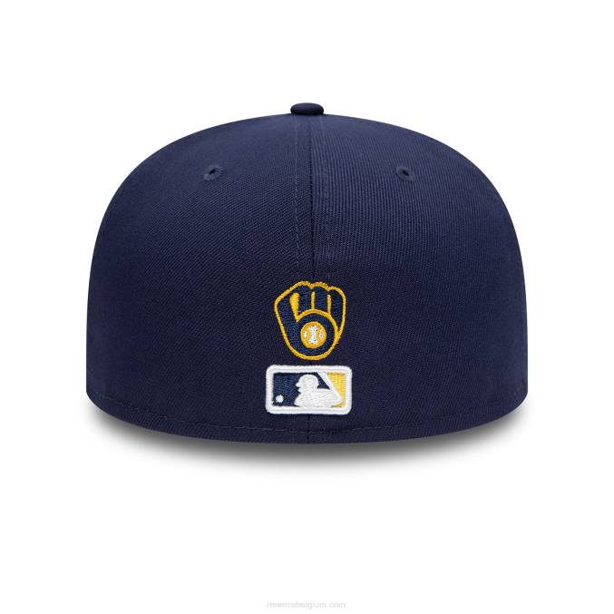 New Era milwaukee brewers patch op de zijkant bloom blue 59fifty fitted cap BT24662
