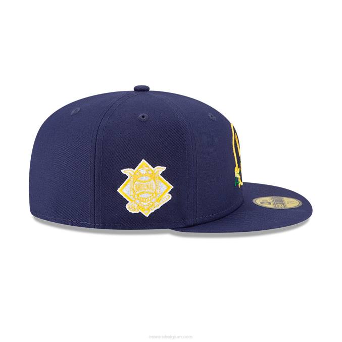 New Era milwaukee brewers patch op de zijkant bloom blue 59fifty fitted cap BT24662