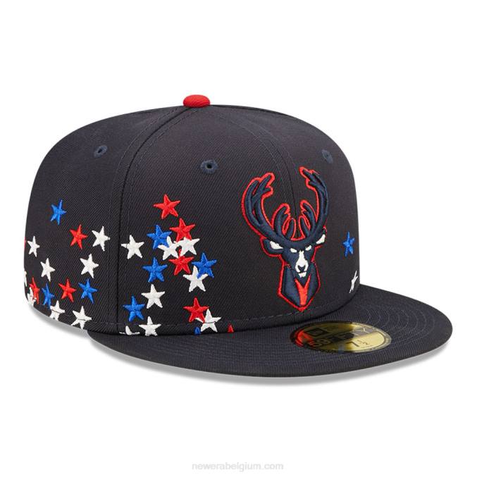 New Era milwaukee bucks nba americana marine 59fifty getailleerde pet BT241149