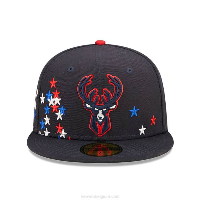 New Era milwaukee bucks nba americana marine 59fifty getailleerde pet BT241149