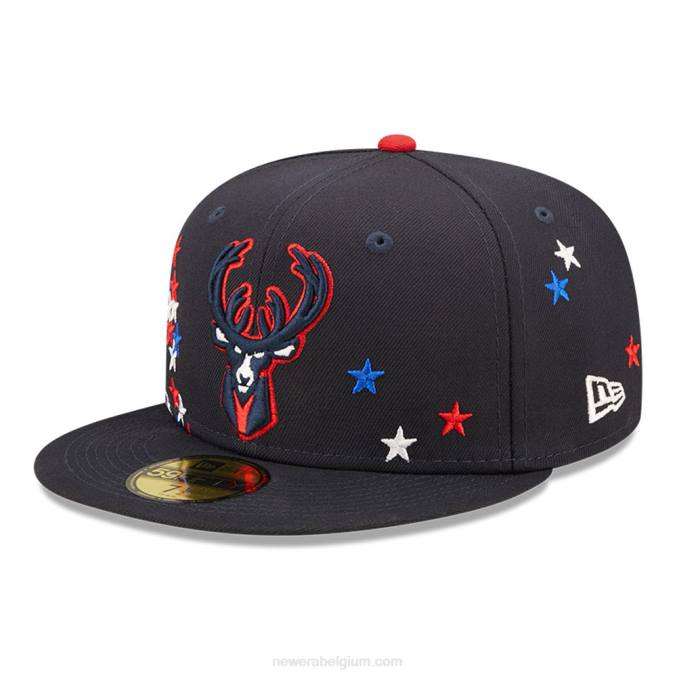 New Era milwaukee bucks nba americana marine 59fifty getailleerde pet BT241149