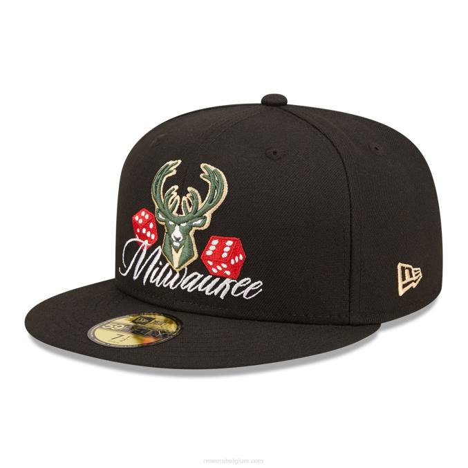New Era milwaukee bucks roller zwarte 59fifty cap BT2495