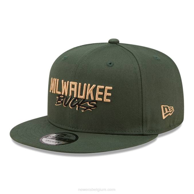 New Era milwaukee bucks script logo kaki 9fifty snapback pet BT241846