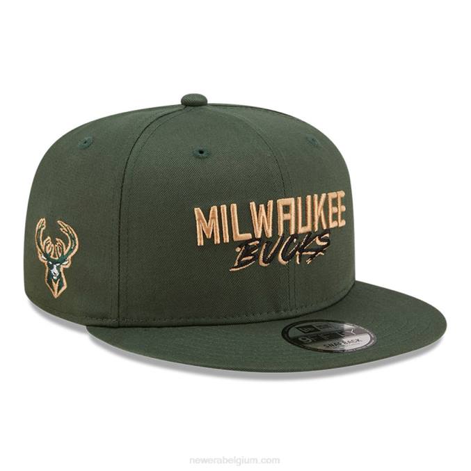 New Era milwaukee bucks script logo kaki 9fifty snapback pet BT241846