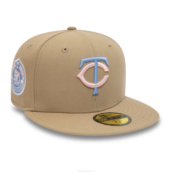 New Era minnesota twins 50 seizoenen camel 59fifty getailleerde pet BT24217