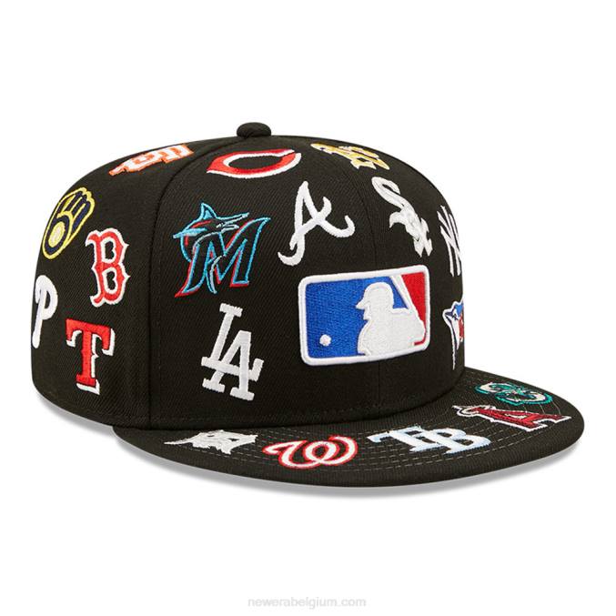 New Era mlb multi team logo zwarte 59fifty pet BT24784