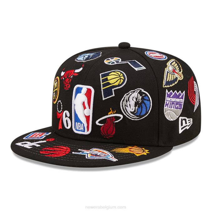 New Era nba logo multi team logo zwarte 59fifty pet BT24843