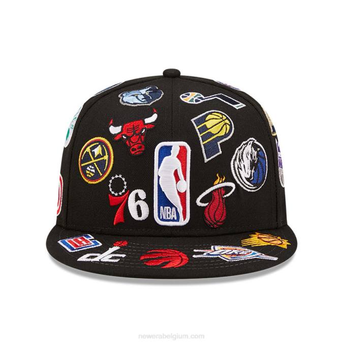 New Era nba logo multi team logo zwarte 59fifty pet BT24843