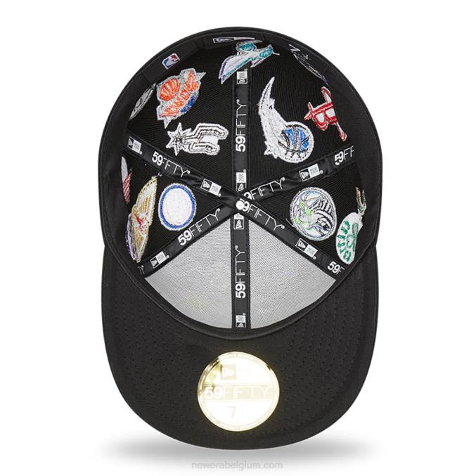 New Era nba logo multi team logo zwarte 59fifty pet BT24843