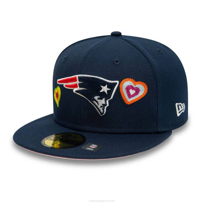 New Era new england patriots chain stitch hart blauw 59fifty fitted cap BT24411