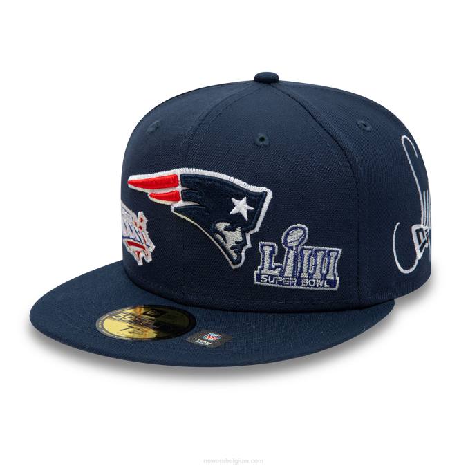 New Era new england patriots historische champs marine 59fifty getailleerde pet BT24158