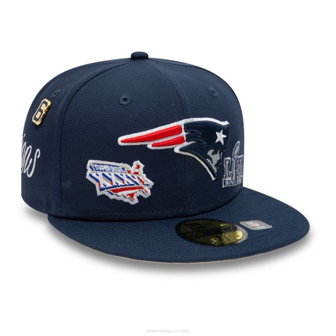 New Era new england patriots historische champs marine 59fifty getailleerde pet BT24158