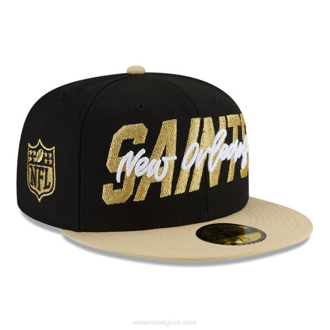 New Era new orleans saints nfl draft zwarte 59fifty getailleerde pet BT24615