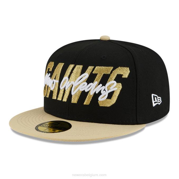 New Era new orleans saints nfl draft zwarte 59fifty getailleerde pet BT24615