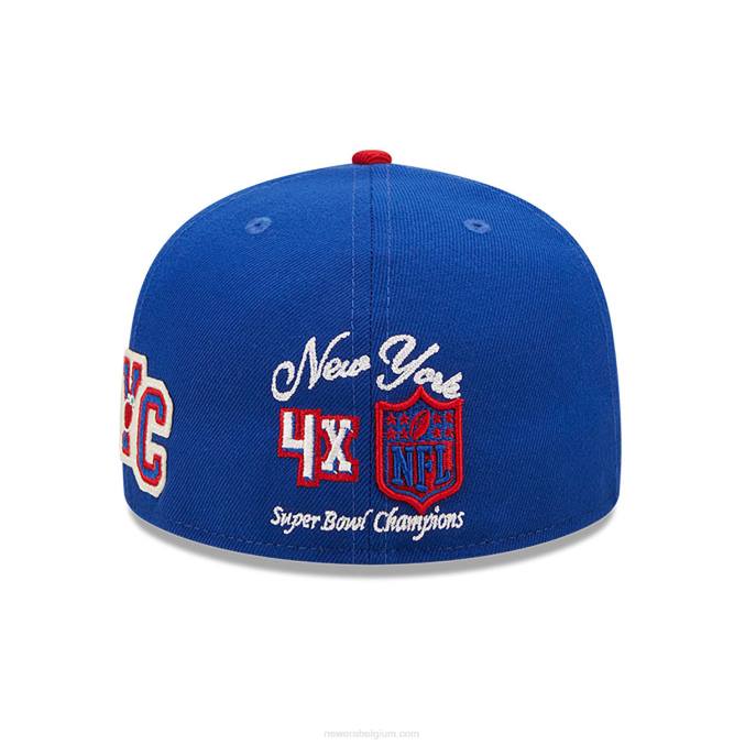 New Era new york giants ne letterman blauwe 59fifty getailleerde pet BT24344