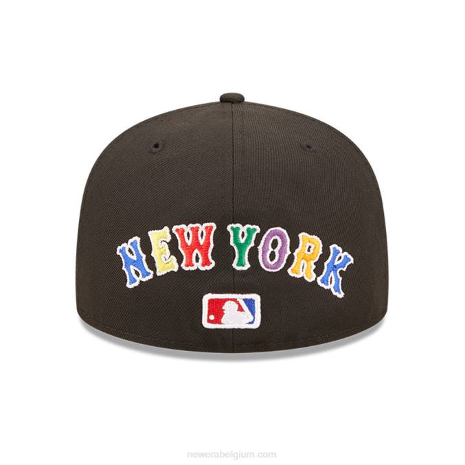 New Era new york mets mlb prismatische zwarte 59fifty getailleerde pet BT2455