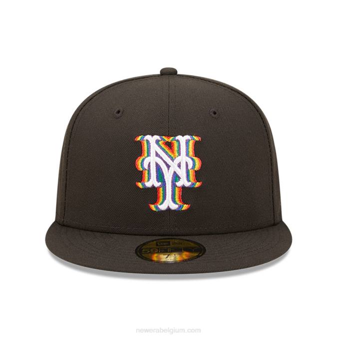 New Era new york mets mlb prismatische zwarte 59fifty getailleerde pet BT2455