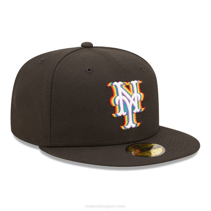 New Era new york mets mlb prismatische zwarte 59fifty getailleerde pet BT2455