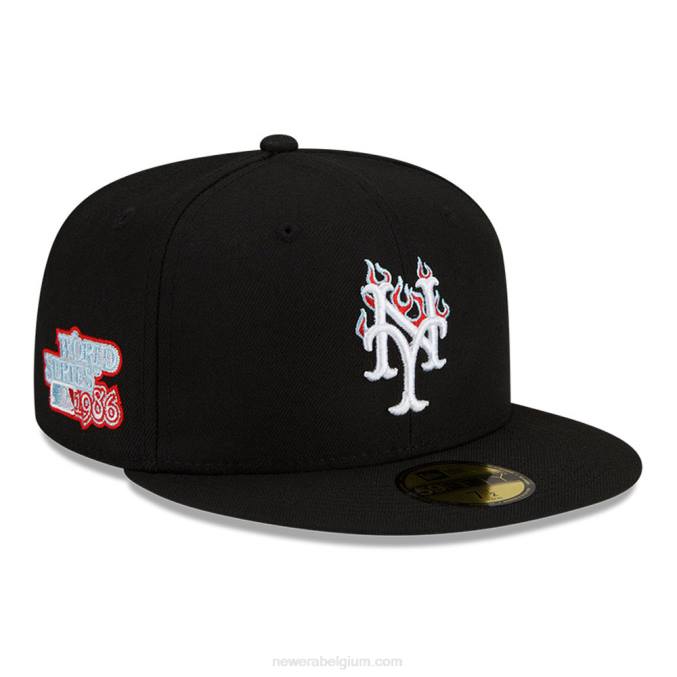 New Era new york mets mlb team fire zwarte 59fifty getailleerde pet BT24334