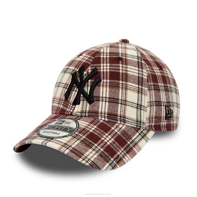 New Era new york yankees geruite camo donkerpaarse 9forty verstelbare pet BT241619
