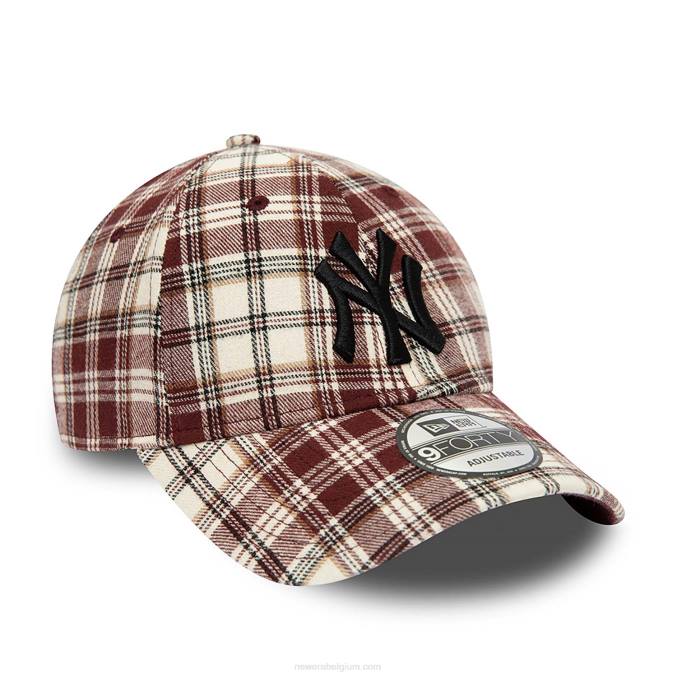 New Era new york yankees geruite camo donkerpaarse 9forty verstelbare pet BT241619